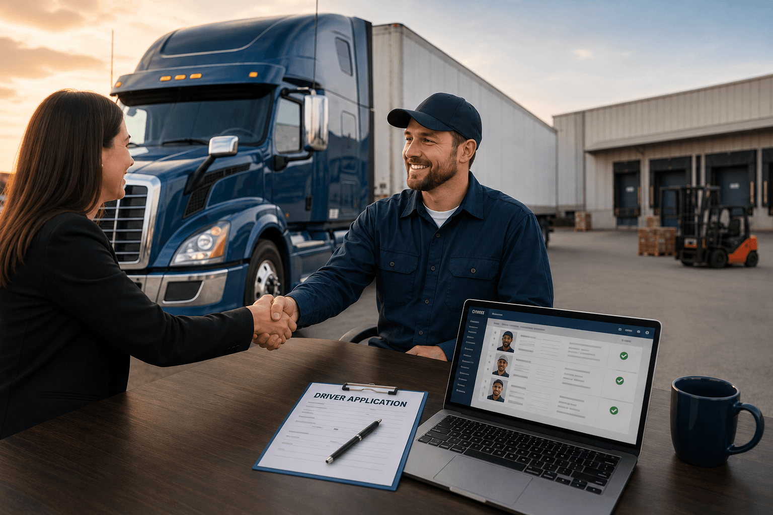 CDL staffing agency helping a trucking company hire a commercial driver